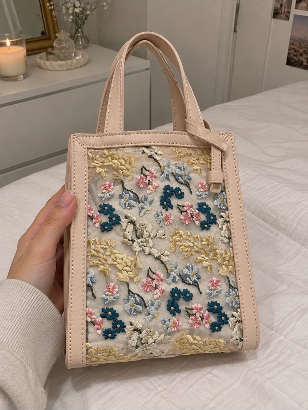 Ted Baker Pink Floral Embroidered Tote
